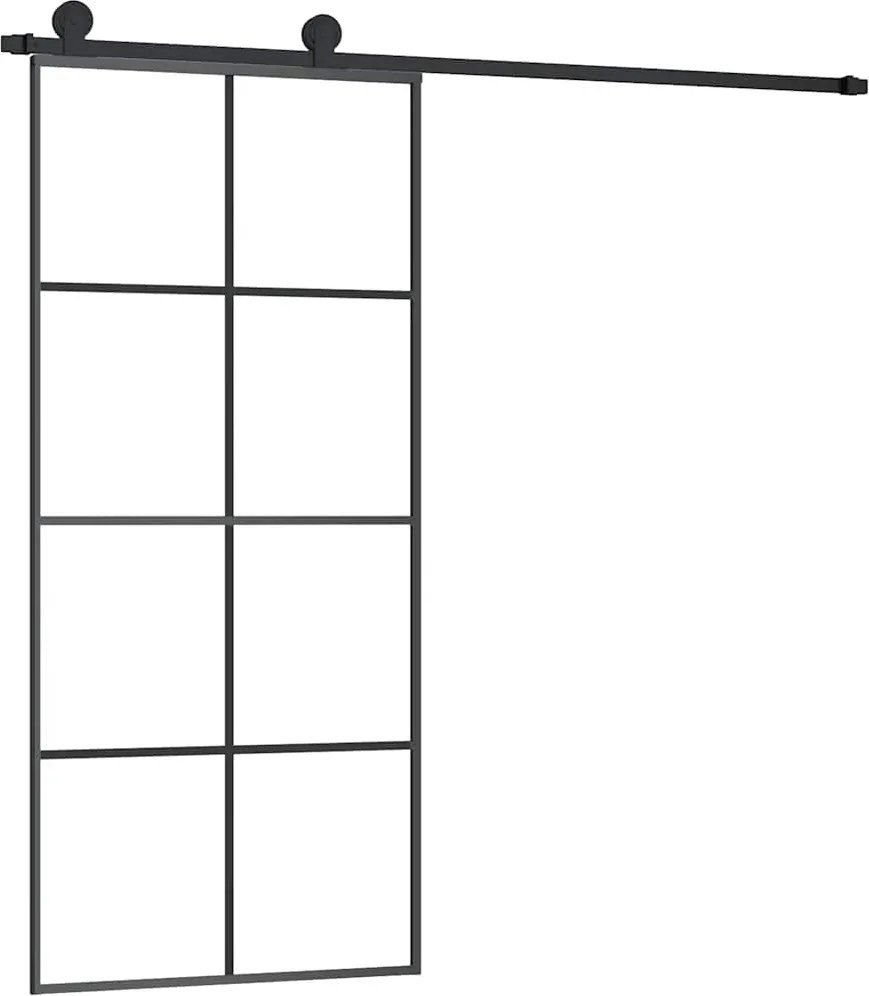 vidaXL ESG üveg és alumínium tolóajtó fémszerelvény-szettel 90x205 cm