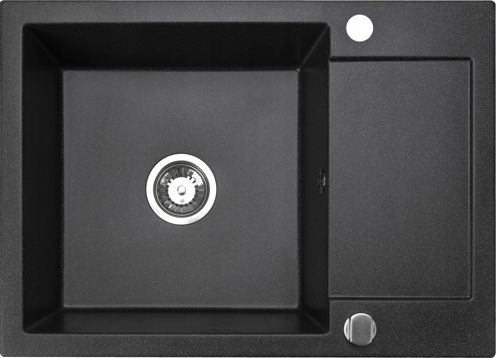 Gránit mosogató egymedencés mosogató csepegtetővel Cordeo 70 Fekete