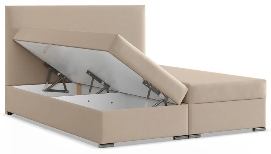 Agen ágy, szövet, 160 x 200, ágyneműtartóval, bézs