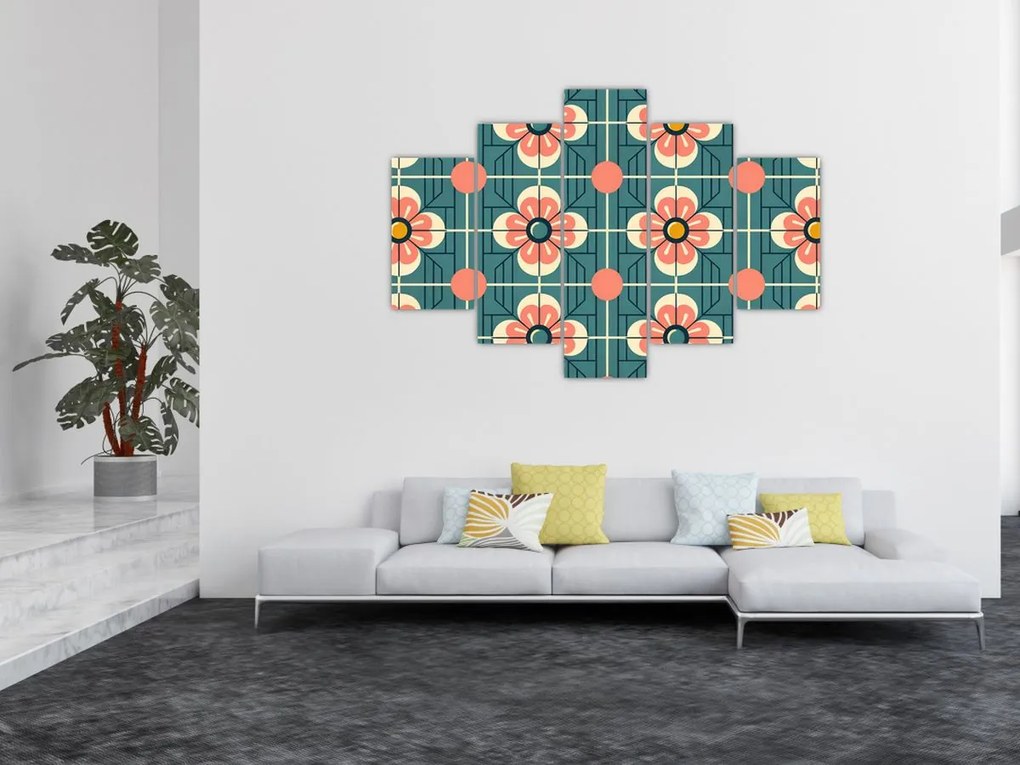Kép - Retro virágminta (150x105 cm)