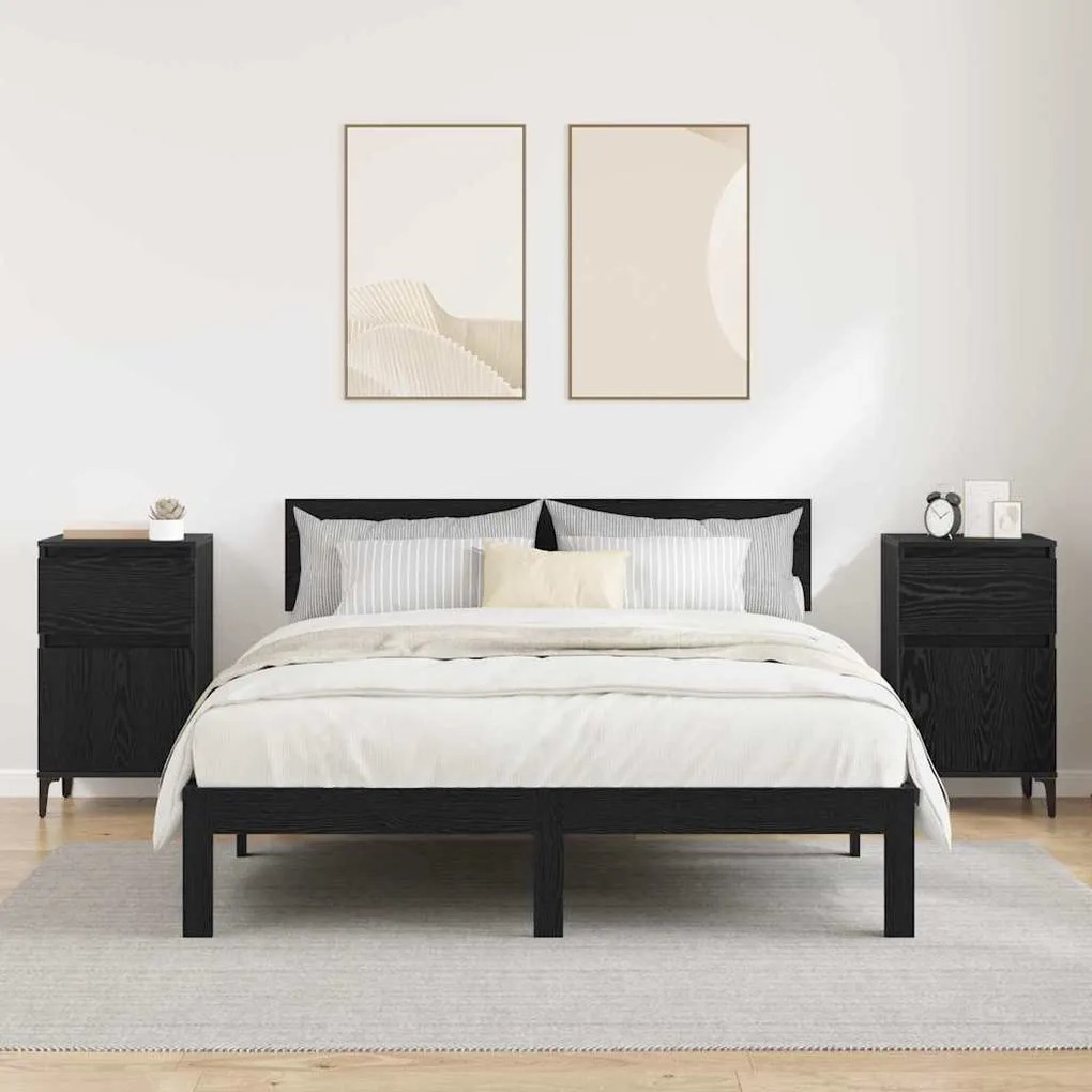 Éjjeliszekrény 2 pcs Musta tammi 40 x 35 x 70 cm Faanyag