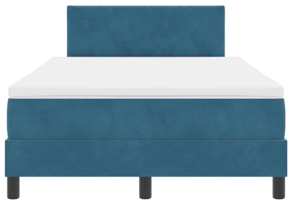 Boxspring Ágy Matraccal Sötétkék Kicsi Dupla Bársonyos