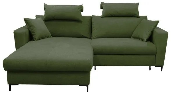 Ággyá nyitható L-alakú sarokülőgarnitúra tárolóval HORTA, balos, zöld