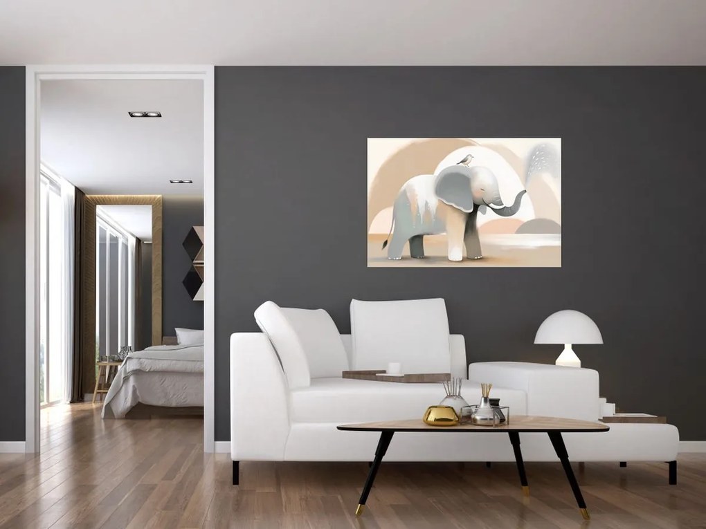Kép - Elefánt pasztell színekben (90x60 cm)