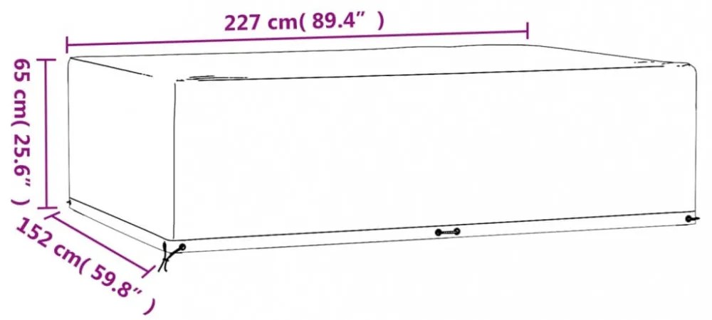 2 db téglalap alakú kerti bútorhuzat 12 fűzőlyukkal 227x152x65