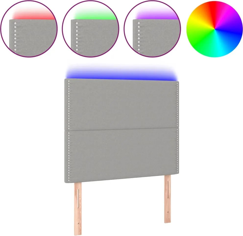 vidaXL világosszürke szövet LED-es fejtámla 100x5x118/128 cm