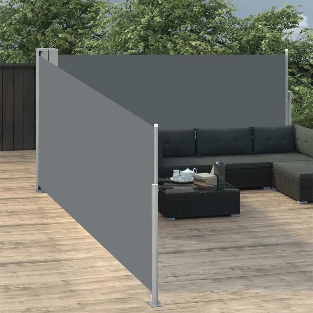 antracitszürke behúzható oldalsó napellenző 120 x 1000 cm