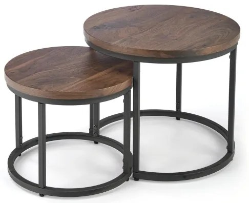 KÉSZLET 2x OREO konferencias asztal, átm. 43/53 cm, fekete/dió