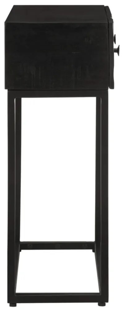 fekete tömör mangófa és vas tálalóasztal 90 x 30 x 76 cm