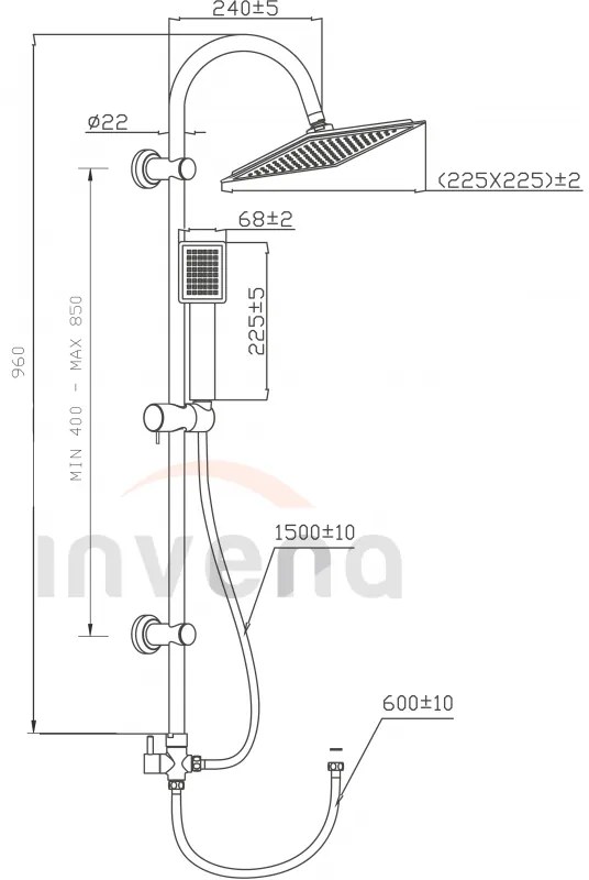 Invena Florina, zuhanyoszlop 96 cm, króm, INV-AU-30-001-Q