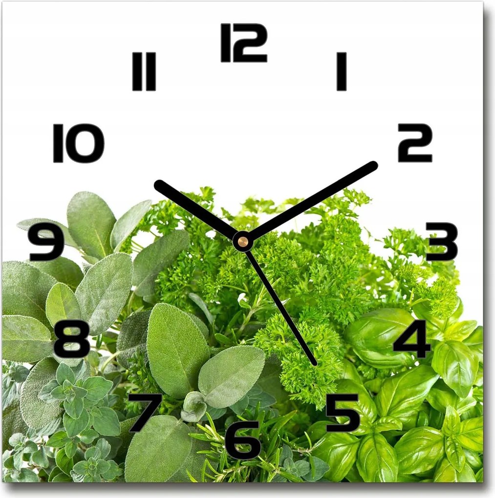 Gyönyörű csendes üveg falióra nappaliba Gyógynövények 30x30