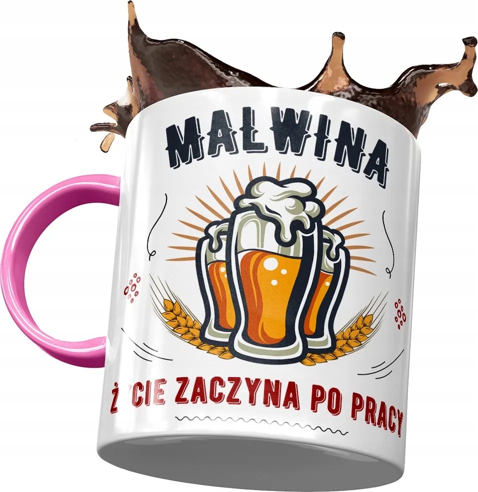 Rózsaszín Bögre Malvina Barátnő Feleség Ajándék Nyomtatott Fotóval