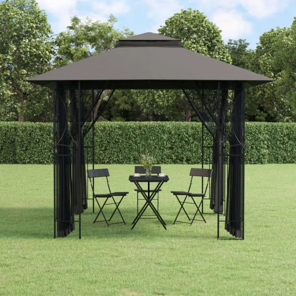 antracit acél pavilon oldalfalakkal 300 x 300 x 270 cm