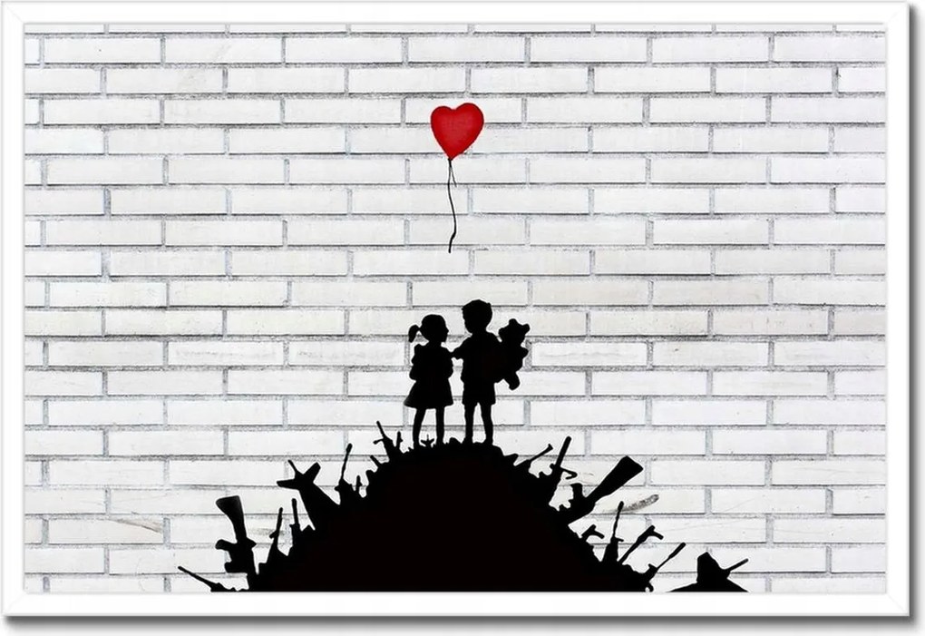 Poszterek keretben 60x40 Banksy Hegyi fegyver léggömb