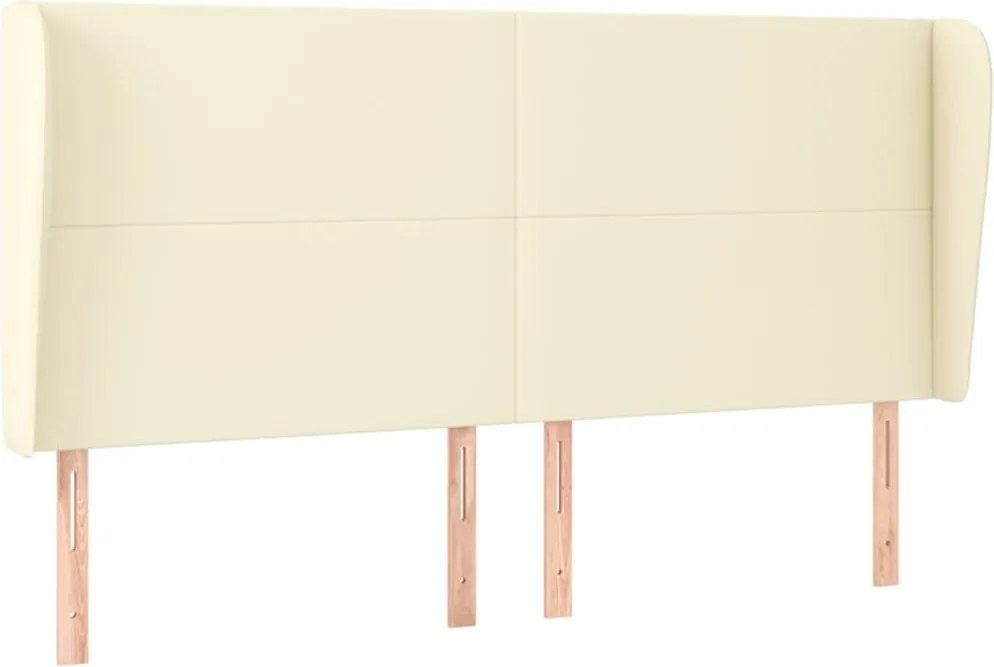 krémszínű műbőr fejtámla szárnyakkal 163x23x118/128 cm