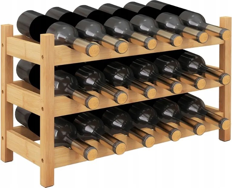 Bortartó Állvány 3 Db Bambusz Polccal 62X24X38