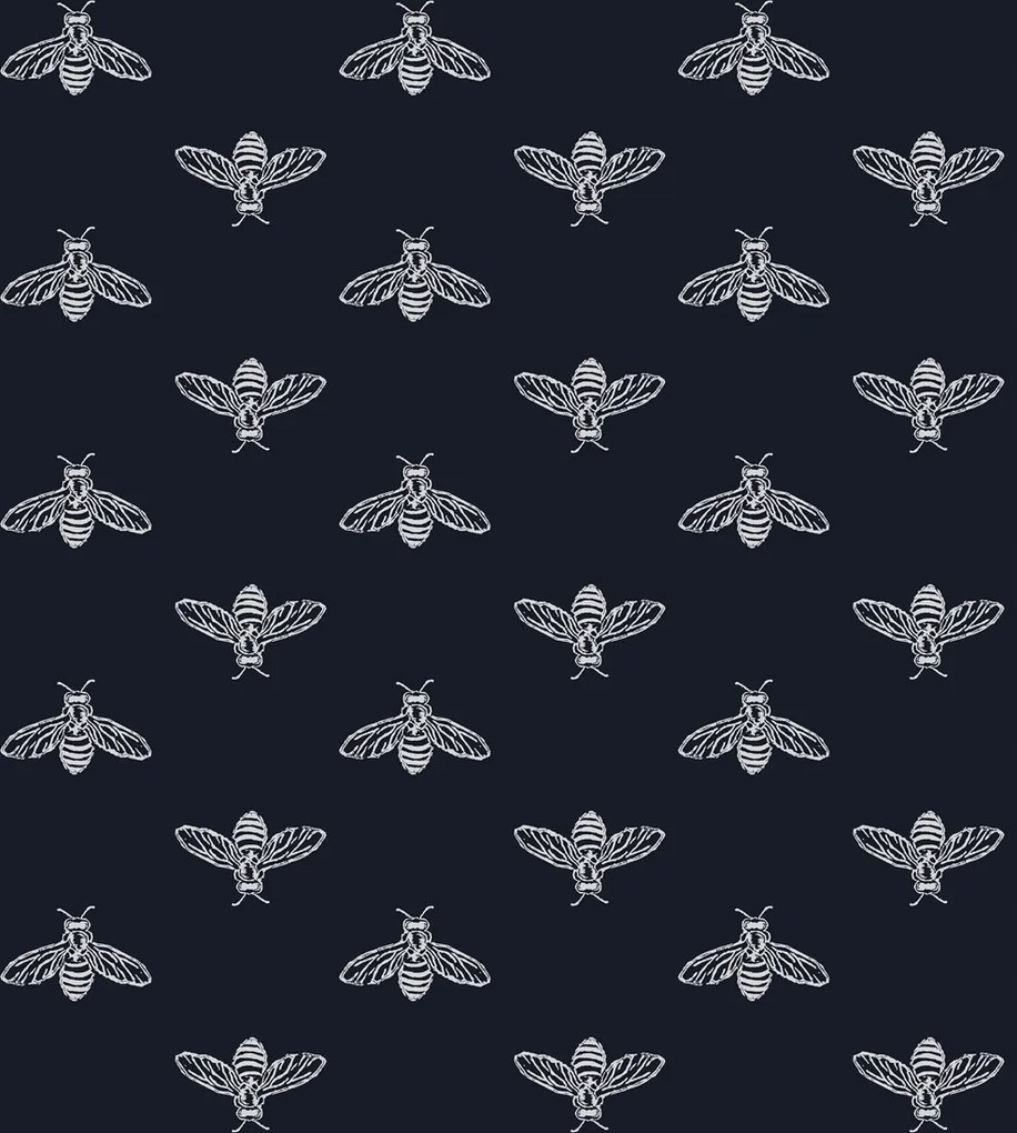 Sötétkék Tapéta A Nappaliba Méhecske Minta A Nappaliba Tapéta