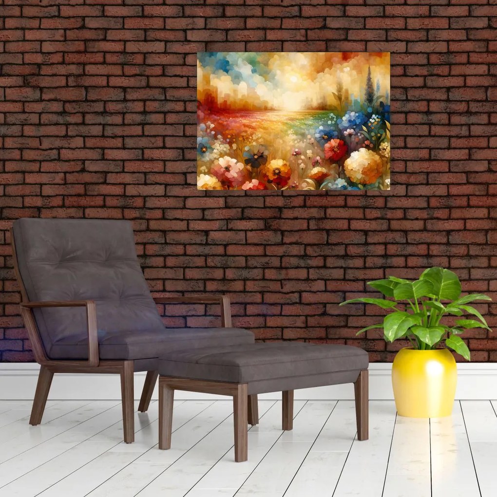 Üveg kép - Színes rét (70x50 cm)