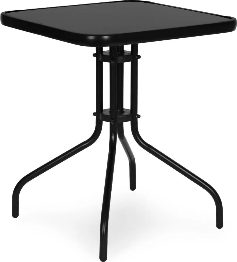 Kerti asztal, MultiGarden SC-073-1, fekete, 60 x 60 cm, magasság: 71 cm, edzett üveglap, porszórt acél váz, teherbírás: 60 kg