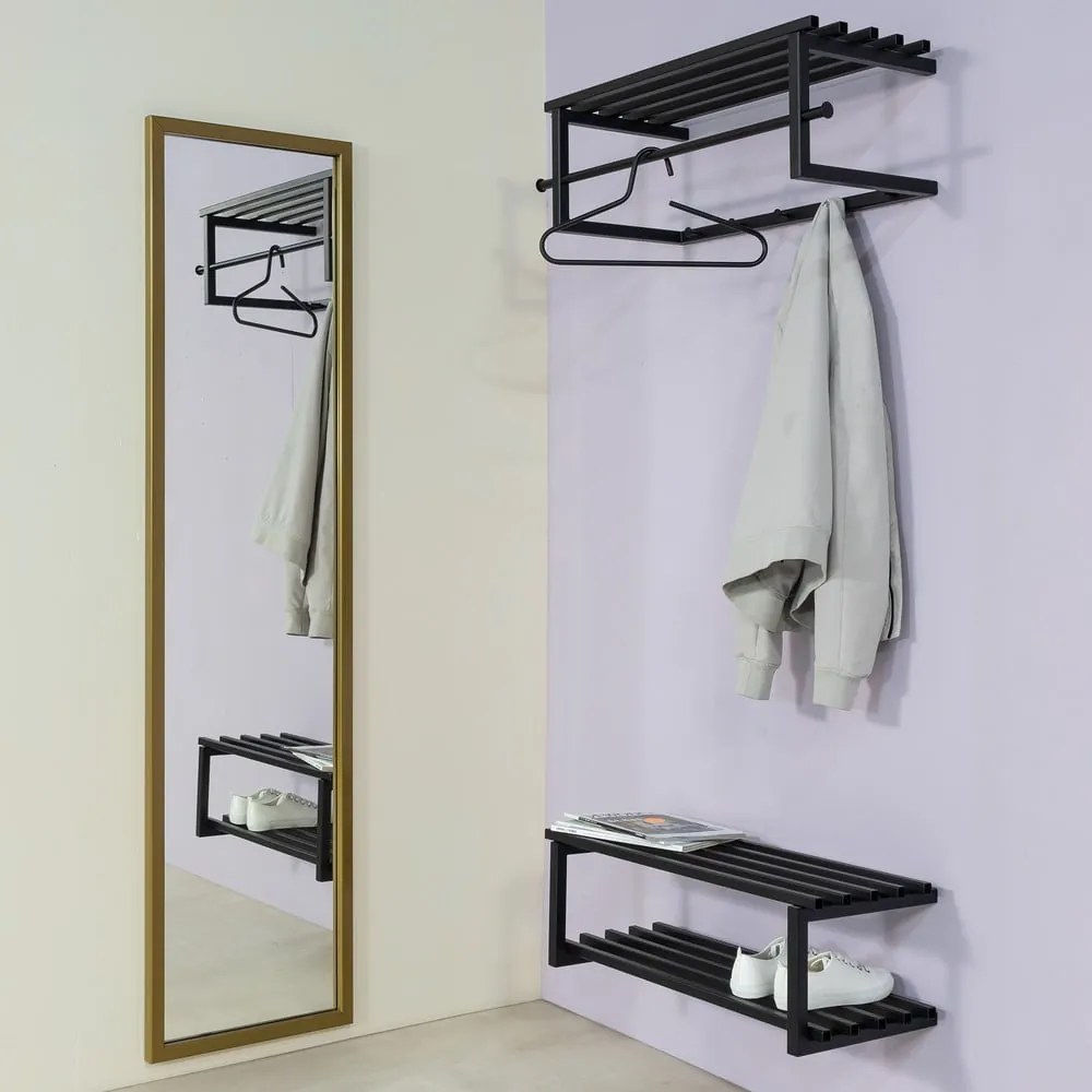 Fekete fém fali fogas polccal 76 cm Marco – Spinder Design