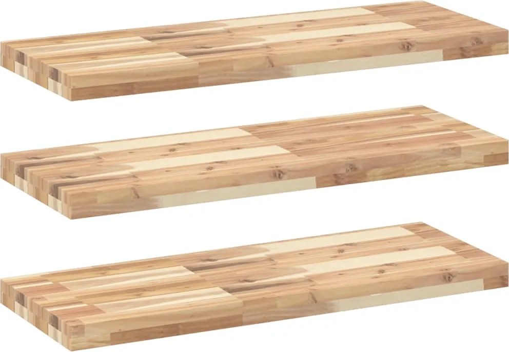 vidaXL 3 db kezeletlen tömör akácfa függőpolc 100 x 30 x 4 cm