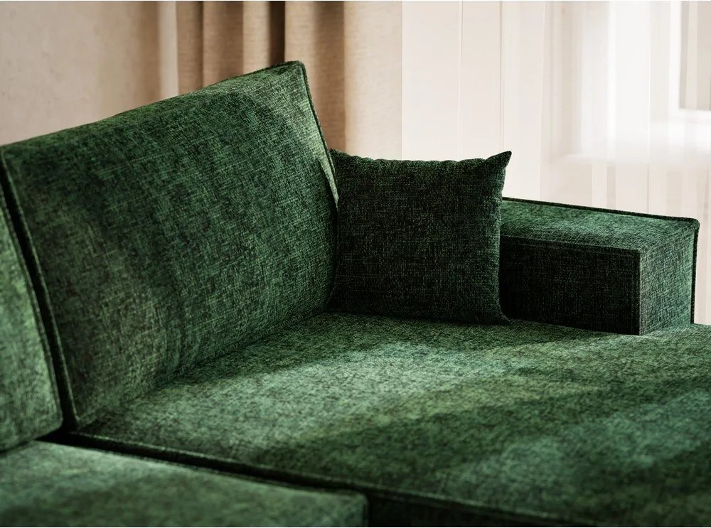 Sötétzöld zsenília kinyitható-tárolóhelyes sarokkanapé (U alakú) Kyoto – Maison de Rêve