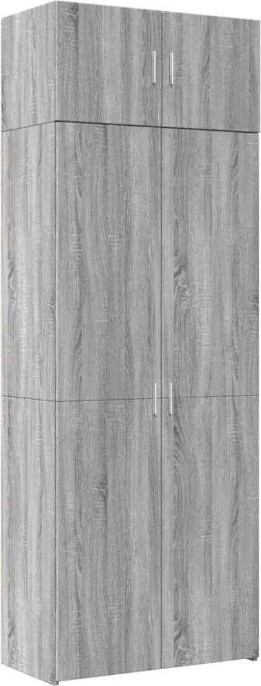 vidaXL szürke sonoma színű szerelt fa tárolószekrény 80x42,5x225 cm