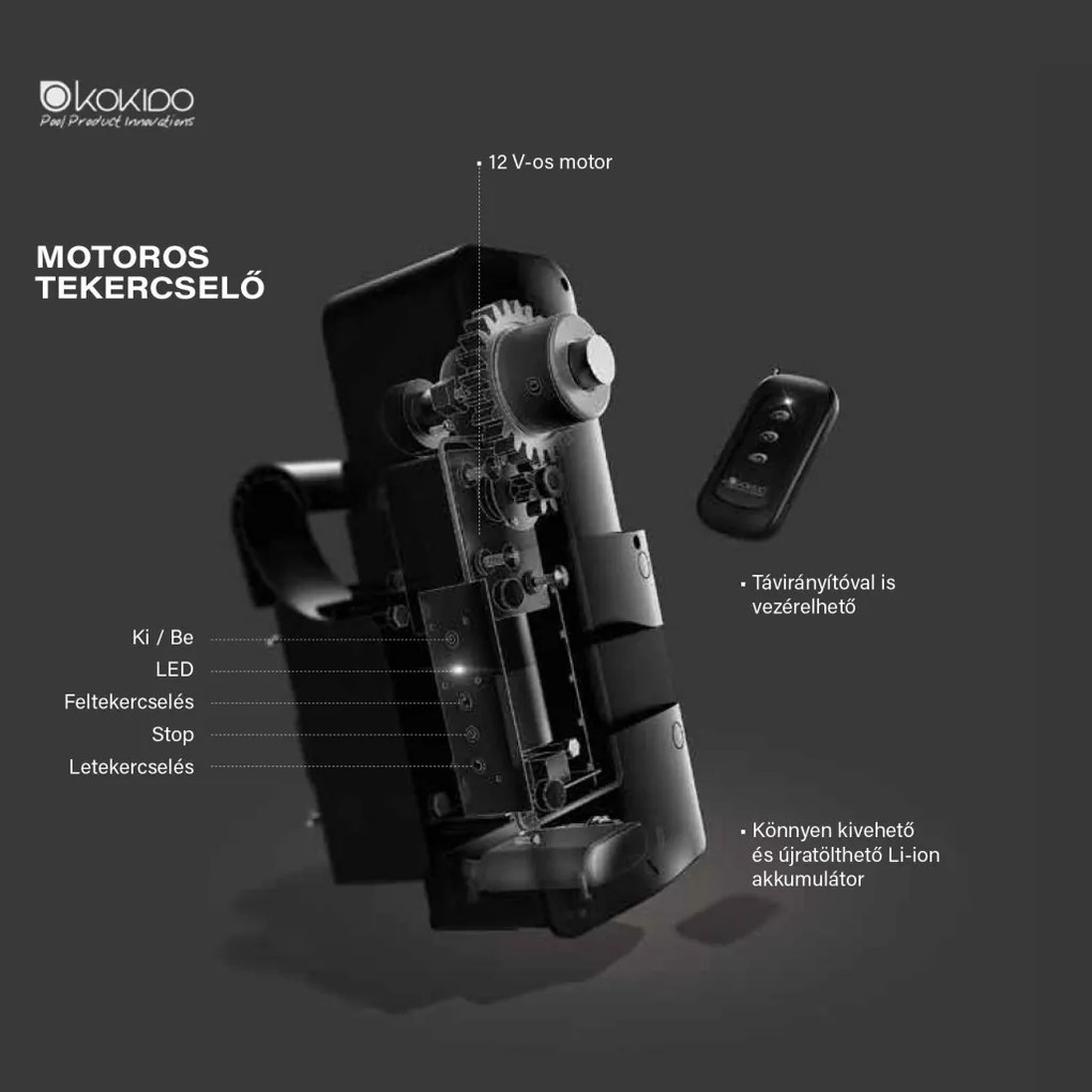 Motoros mobil tekercselő + 3 x 215 cm tengely szett