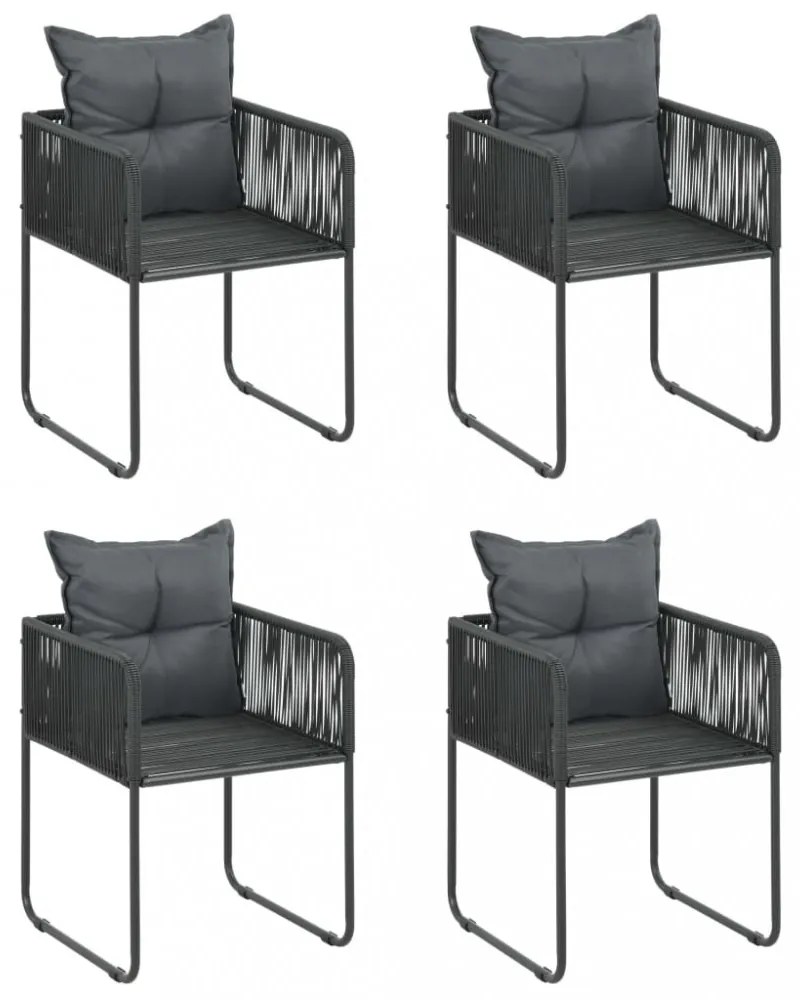 5 részes fekete PVC rattan kerti étkezőgarnitúra