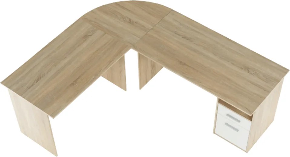 Sarok számítógépasztal, sonoma tölgyfa/fehér, MAURUS NEW MA11