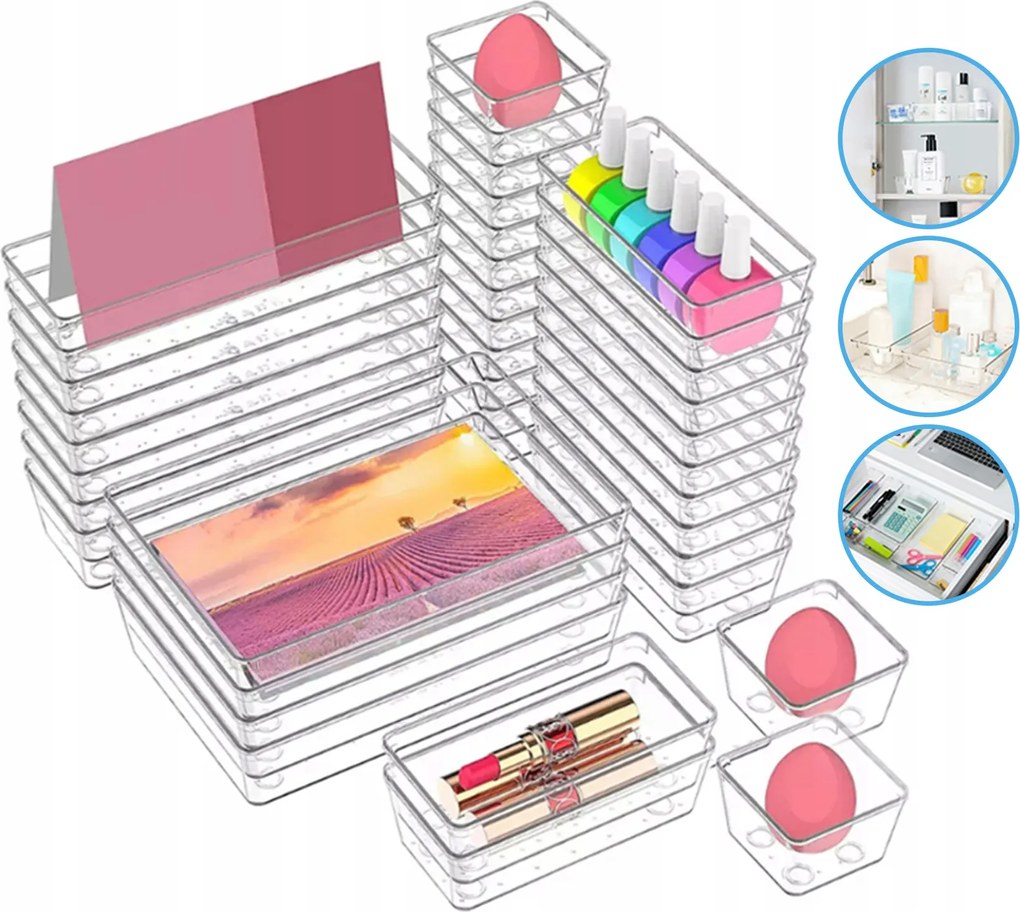 36x Rendező Moduláris Utántöltők Fiók Evőeszközök Fűszer Készlet