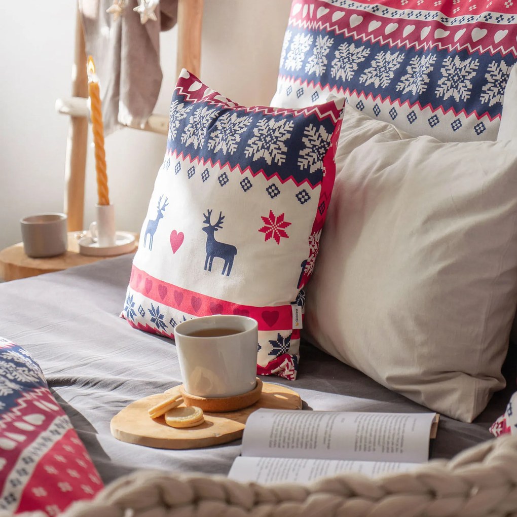 Goldea karácsonyi pamut párnahuzat - norvég mintás 45 x 45 cm