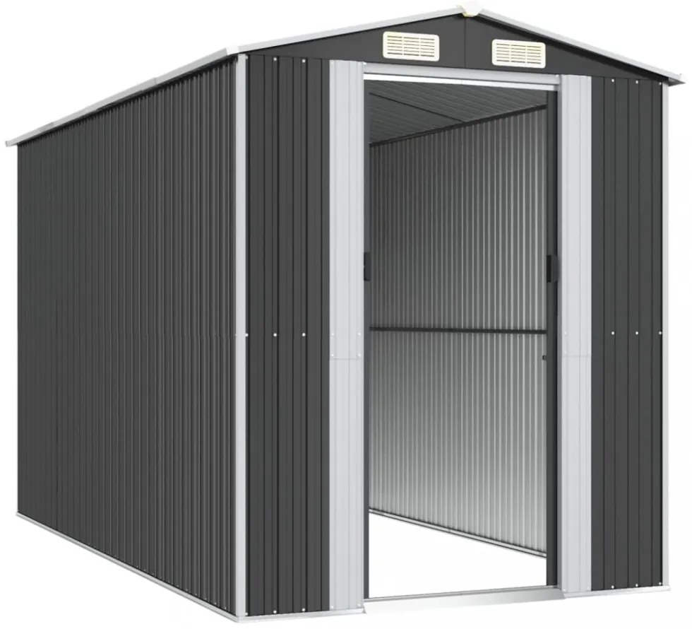 antracitszürke horganyzott acél kerti fészer 192 x 357 x 223 cm