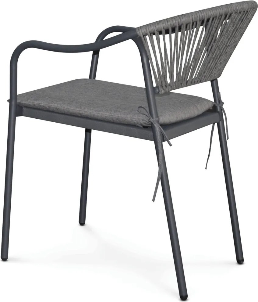Kerti szék, fém, polyrattan, szürke, AZC-L1352 GREY