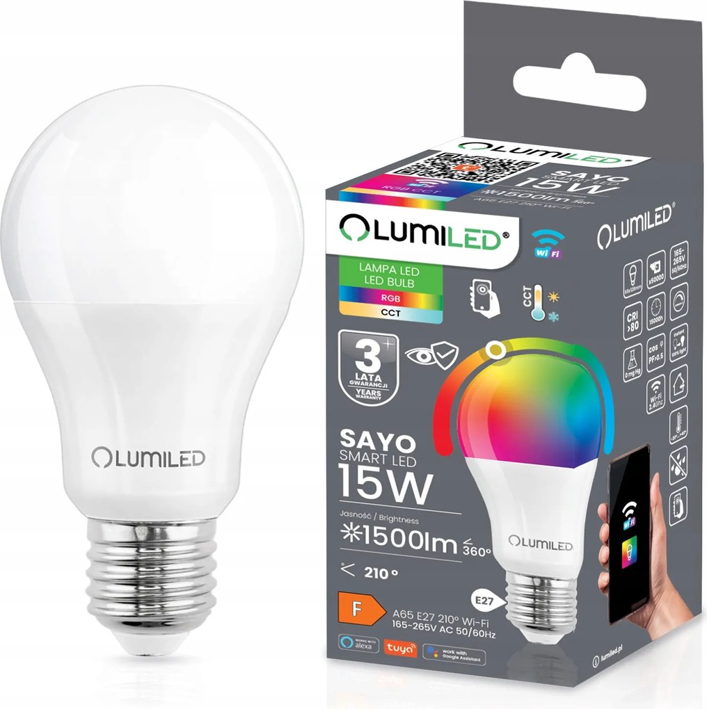 Led izzó E27 A65 15W=100W Tuya Rgb Tompítható Intelligens WiFi Smart