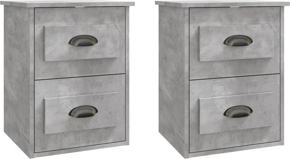 vidaXL 2 db betonszürke falra szerelhető éjjeliszekrény 41,5x36x53 cm