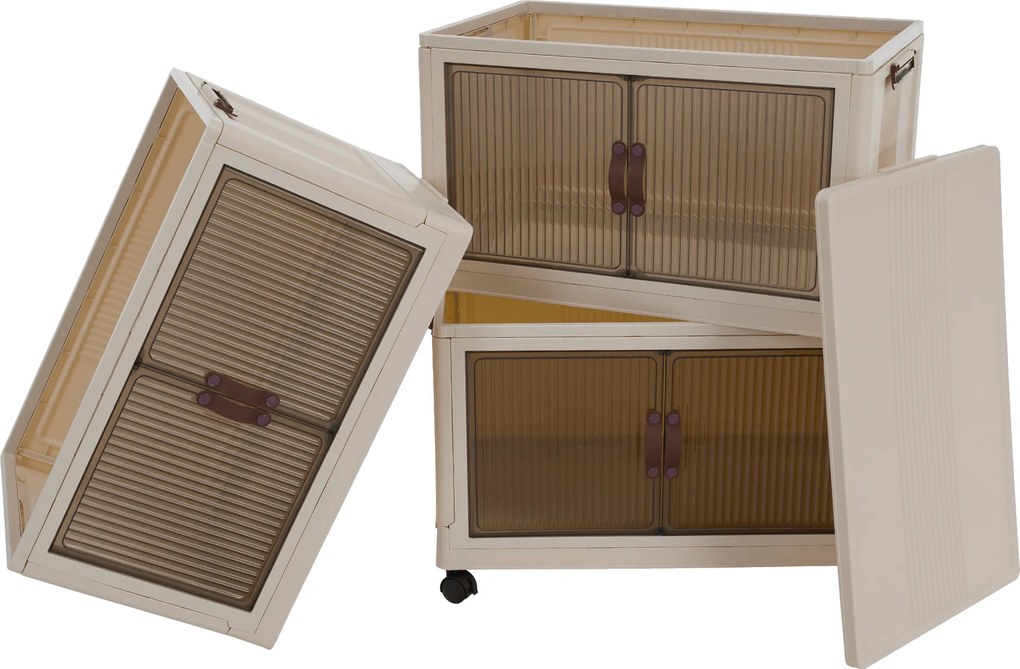 Összecsukható szekrény, fehér/barna, műanyag, POSA TYP 2