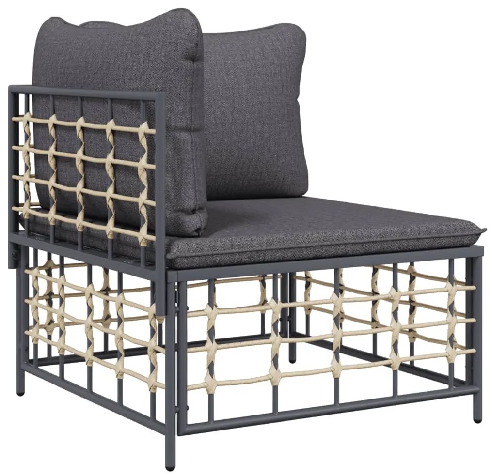 8 részes antracitszürke polyrattan kerti ülőgarnitúra párnákkal