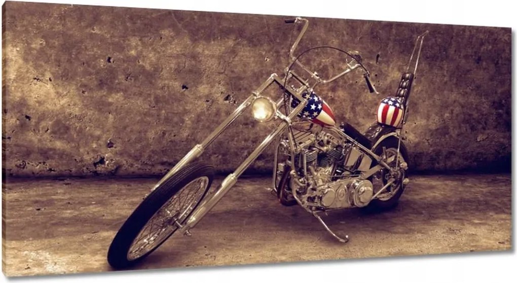 Vászonkép 115x55 Motorkerékpár szépia színben