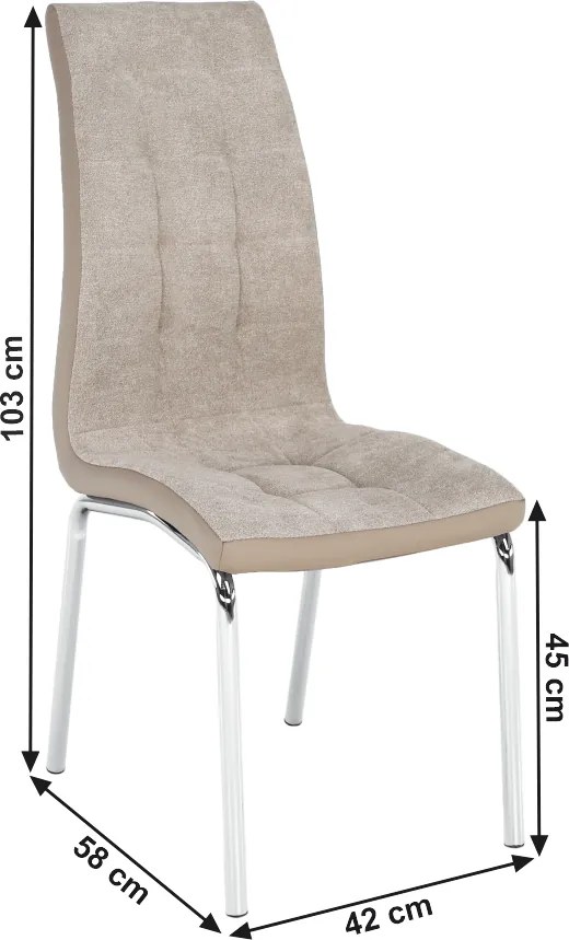Étkezőszék, bézs/króm, GERDA NEW
