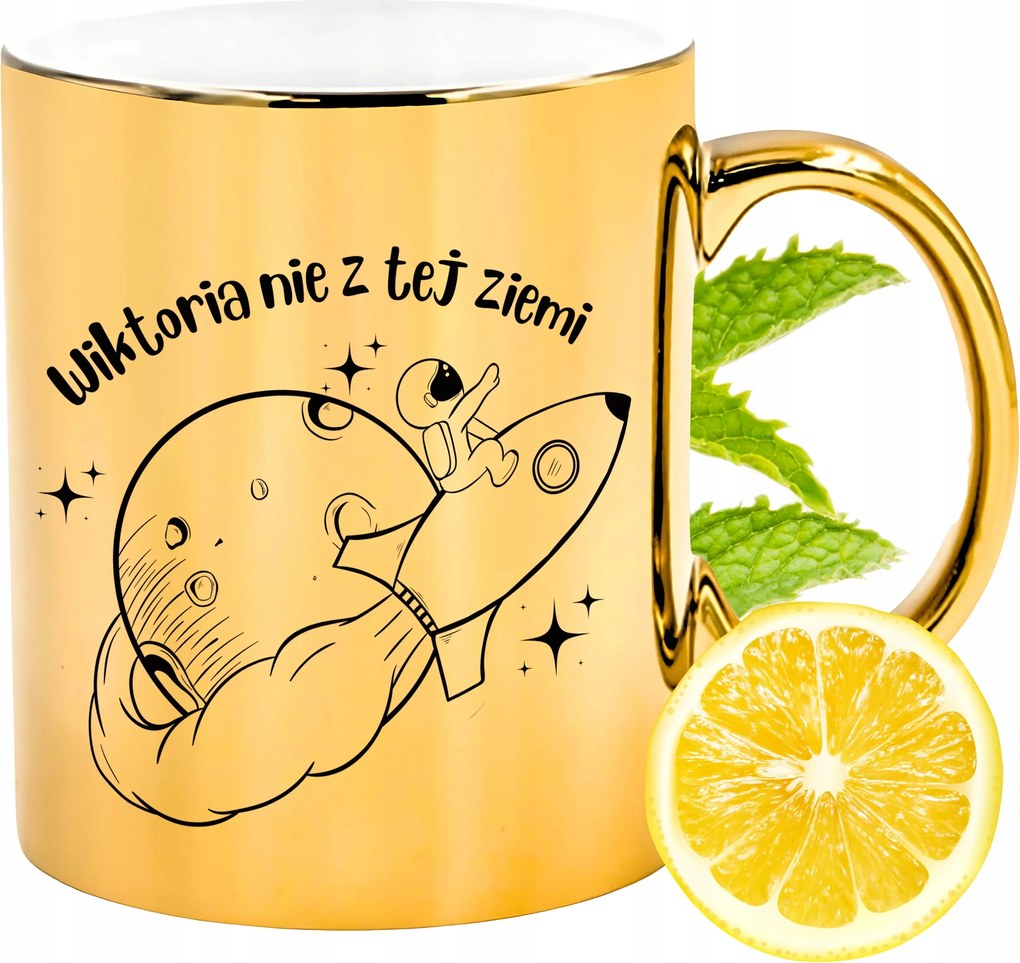 Prémium Arany Csillogó Bögre Viktória Ajándék Nyomtatott Fotóval