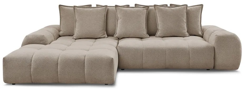 Szürkésbarna zsenília kinyitható-tárolóhelyes sarokkanapé (bal oldali-heverő résszel) Everest – Bobochic Paris