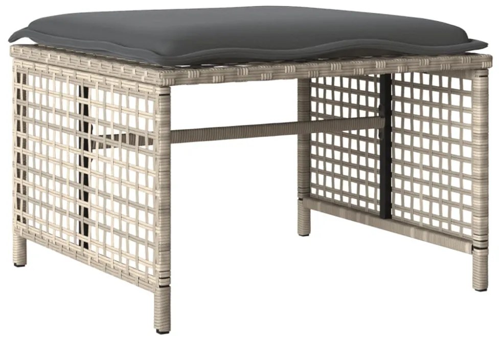 4 részes szürke polyrattan üveg kerti ülőgarnitúra párnákkal
