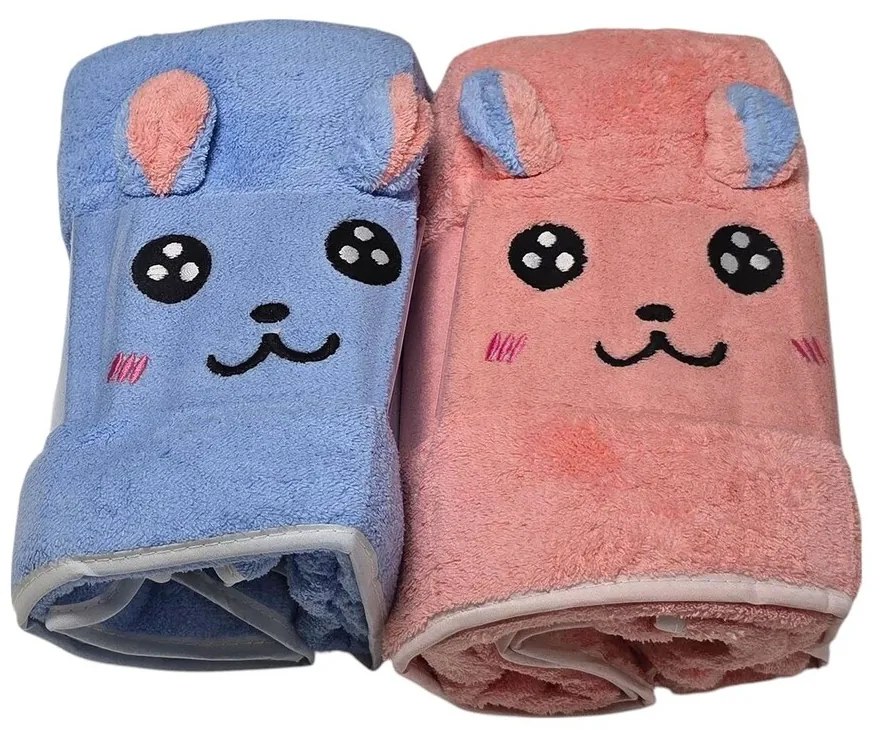 Mikroszálas fürdőlepedő CUTE pink + blue 2 db 70x140 cm