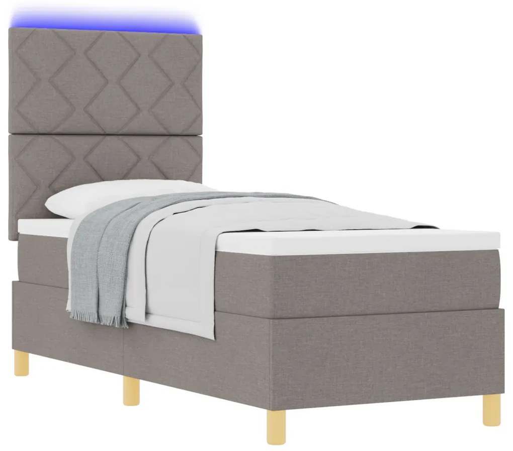 Box Spring Ágy Matraccal & LED Topszínű 80x200 cm Szövet