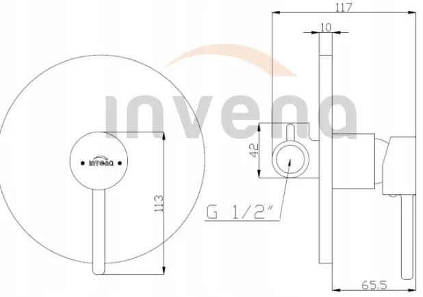 Invena Dafni, rejtett akkumulátor 1 kimenet, fekete matt, BP-88-4O1-A