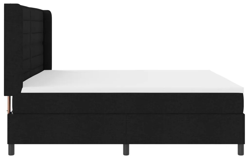 Boxspring ágy matraccal és LED világítással, fekete, 200x200 cm szövet