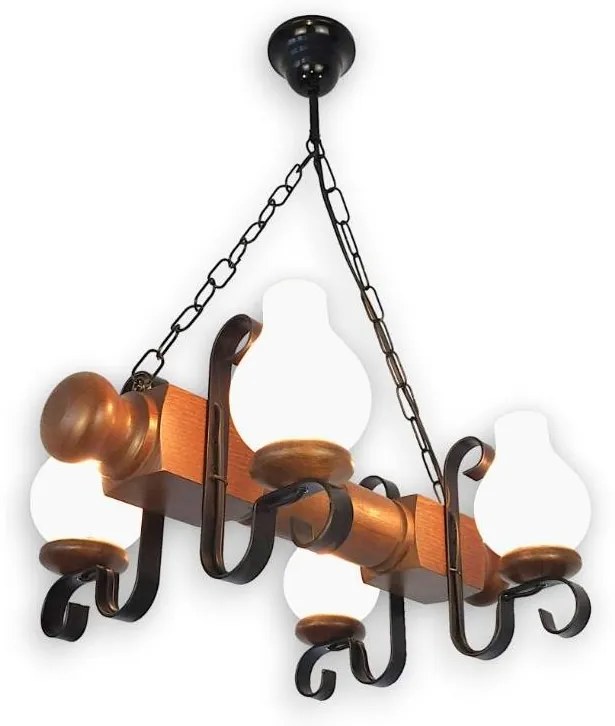 Brilagi - Csillár láncon RUSTIC 4xE14/40W/230V bükkfa/dió