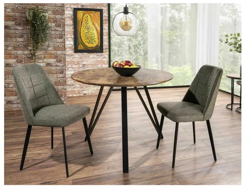 Tetis étkezőasztal, 100 cm átmérő, dió / fekete