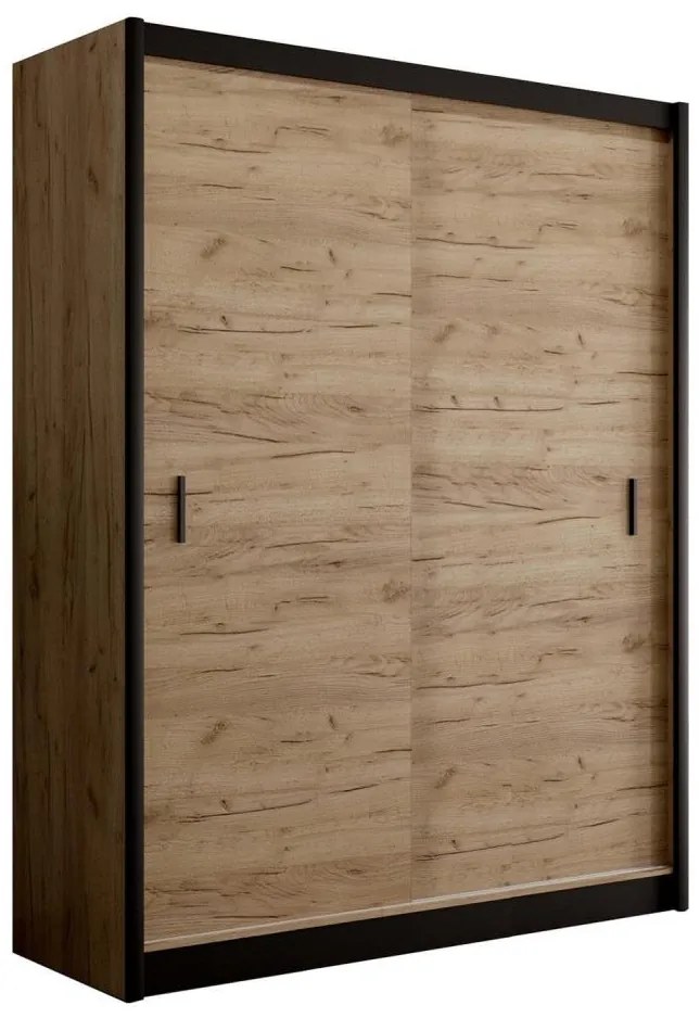 SAPHIRA tolóajtós gardrób 203x215 cm, craft tölgy kivitel